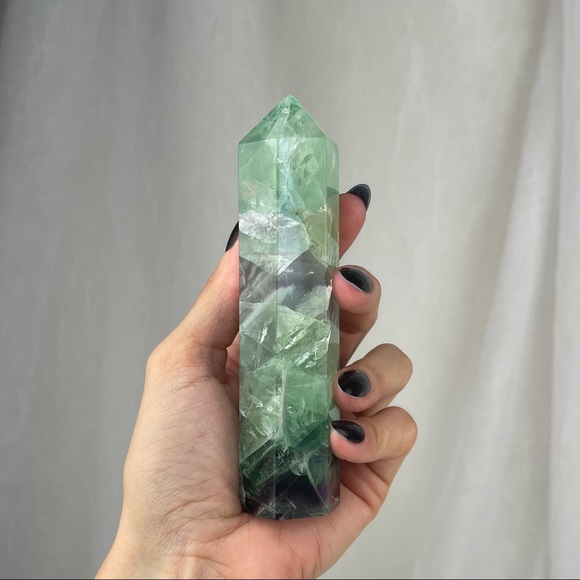 Fluorite Tower Green Dark Purple & Scolecite Gemmy - Picture 7 of 17